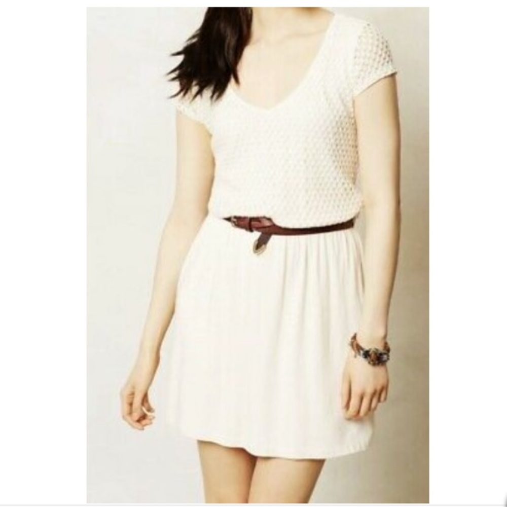 Anthropologie Tart ivory Altea eyelet dress